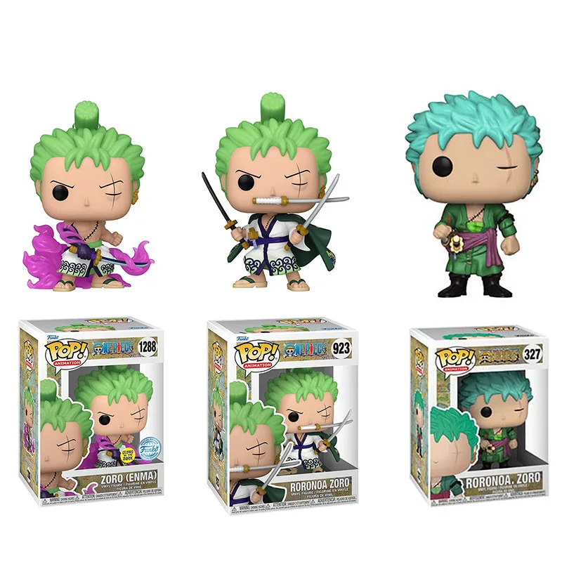Funko Pop # 1288 Ророноа Зоро (Свесь в ночное время) # 923 # 327 Zoro Фигурки Игрушки Япония Аниме Виниловые Куклы Подарки для Детей