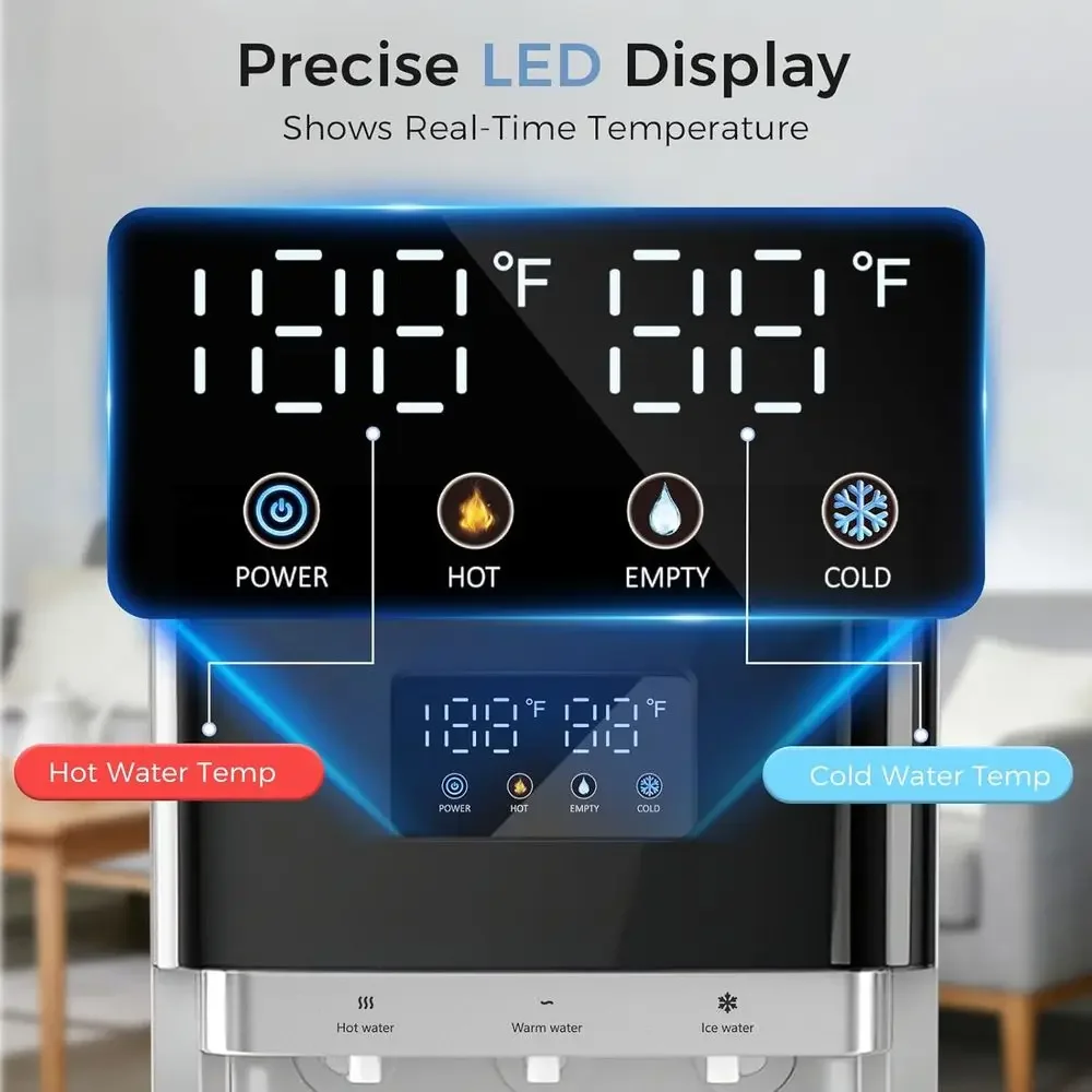 Stainless Steel Water Dispenser with Hot, Cold & Room Temp Options, LED Display, Child Safety Lock for Home & Office Use view 4