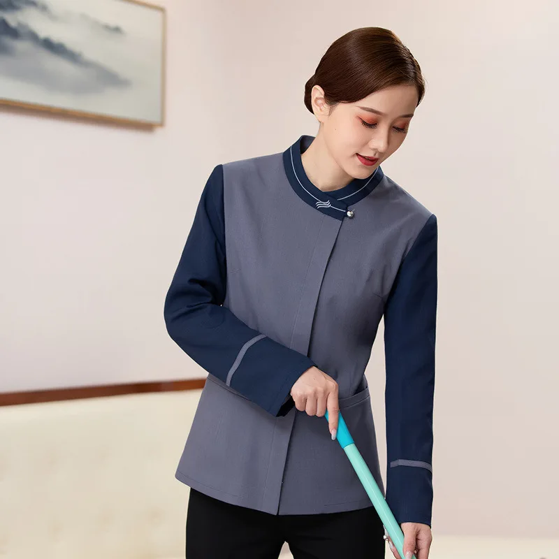ホテルケータリングクリーニングユニフォーム長袖ハウスキーピングプロパティ秋冬衣装モールゲストハウスルーム AuntiePAWork 制服