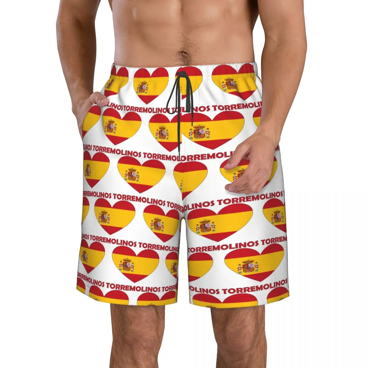 القلب العلم الحب Torremolinos اسبانيا جذوع الشاطئ مجلس السراويل عارضة سريعة الجافة السباحة الصيف الرجال السراويل #2