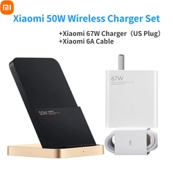 Xiaomi 50W Wireless Charger Vertical Air Cooling with 67W Charger 6A Type-c Cable Fast Charging for Xiaomi 11/12 Pro for IPhone