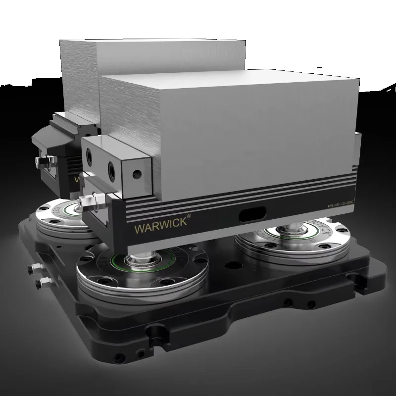 

5 Axis Self-centering Pneumatic Vise for VMC Rotary Centric Vices with Aluminum Soft Jaw KSP2-100+RZ-100A