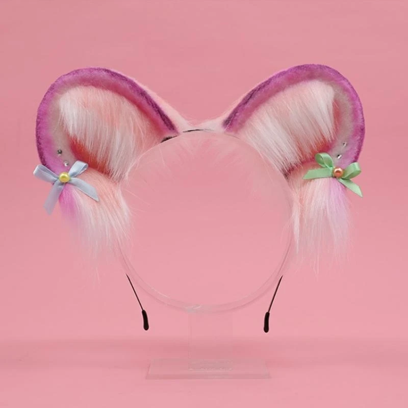 49MF Cartoon Kitten Ears Headbands Furry Cats Ears Hair Hoop Theme Party Hairband