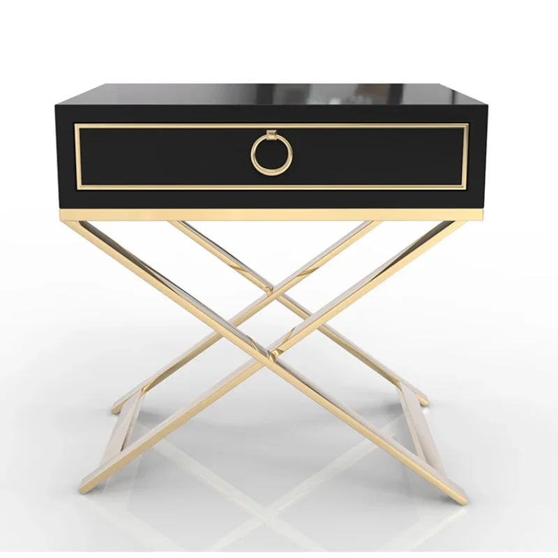 

Living Room Luxury Bedside Table Bedroom Metal Nightstand Modern Small Storage Drawer MDF Mesa De Cabeceira Home Furniture WK