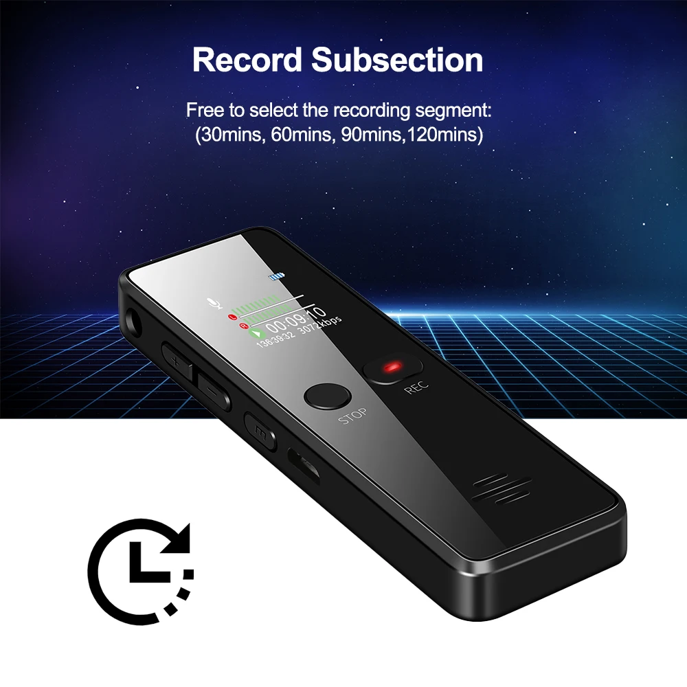 Telele V90C 32GB Digital Voice Recorder Voice Activated Recorder Type-C USB Charging Portable MP3 Player Audio Device