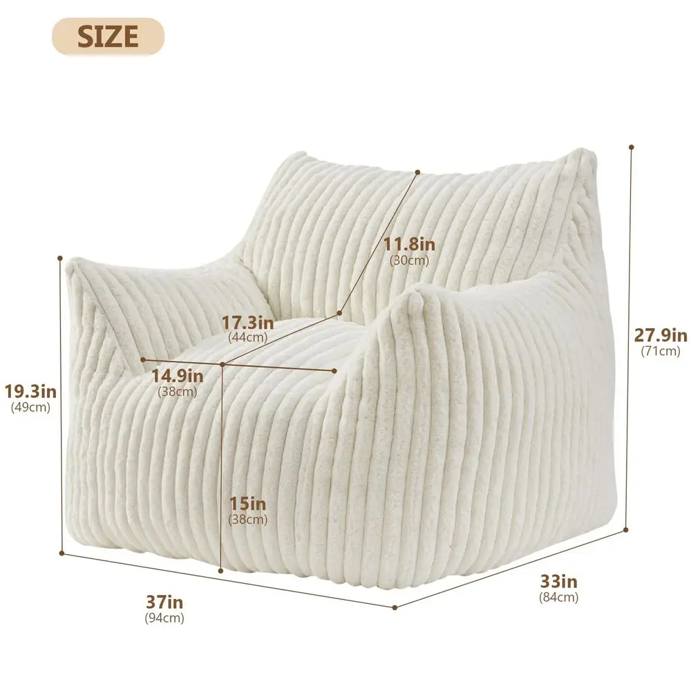

Giant Bean Bag Chairs for Adults Teens, Large Bean Bag Sofa Chairs with Filling Comfy Fuzzy BeanBag Chair with Armrests for Bed
