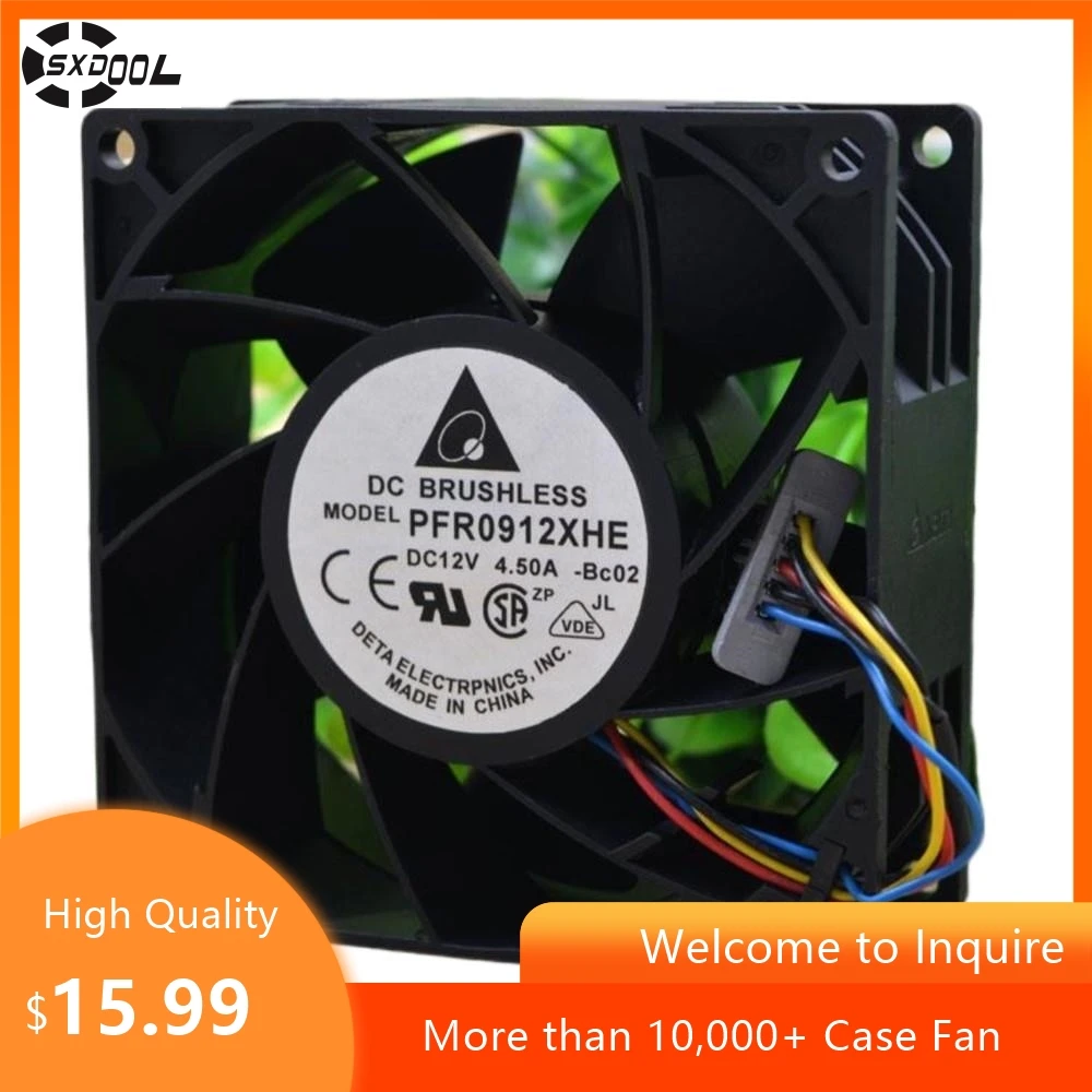 For Delta PFR0912XHE 9CM 12V 4.5A Server Booster Cooling Fan, 9238 for High-Speed Cooling, Data Centers, Industrial Equipment