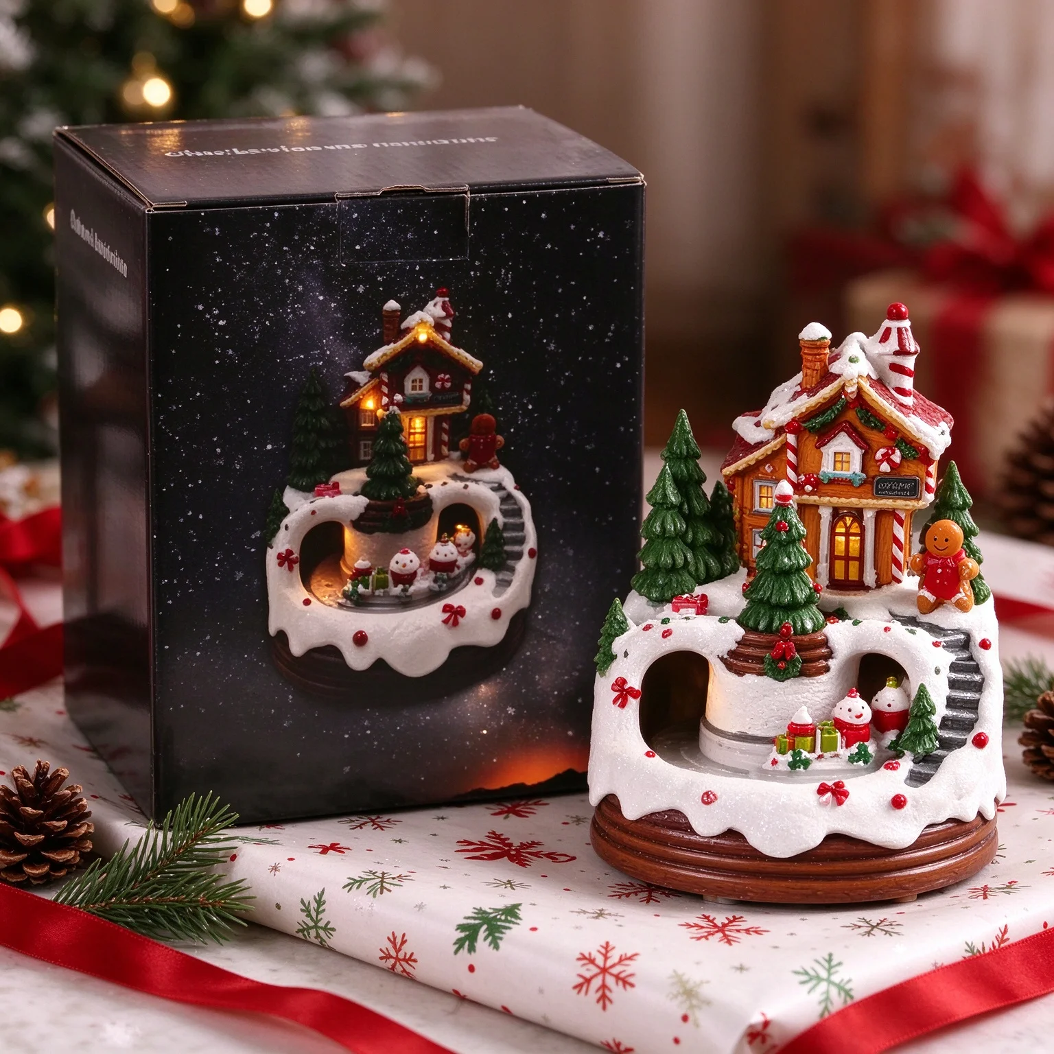 Christmas Music House Hut Musical Ornament, Tabletop Craft Decoration, Festive Holiday Gift for Kids