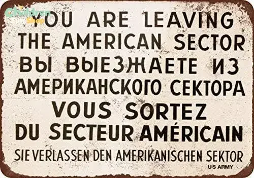 1962 Checkpoint Charlie Berlin Wall Vintage Look Reproduction Metal Tin Sign -aluminum