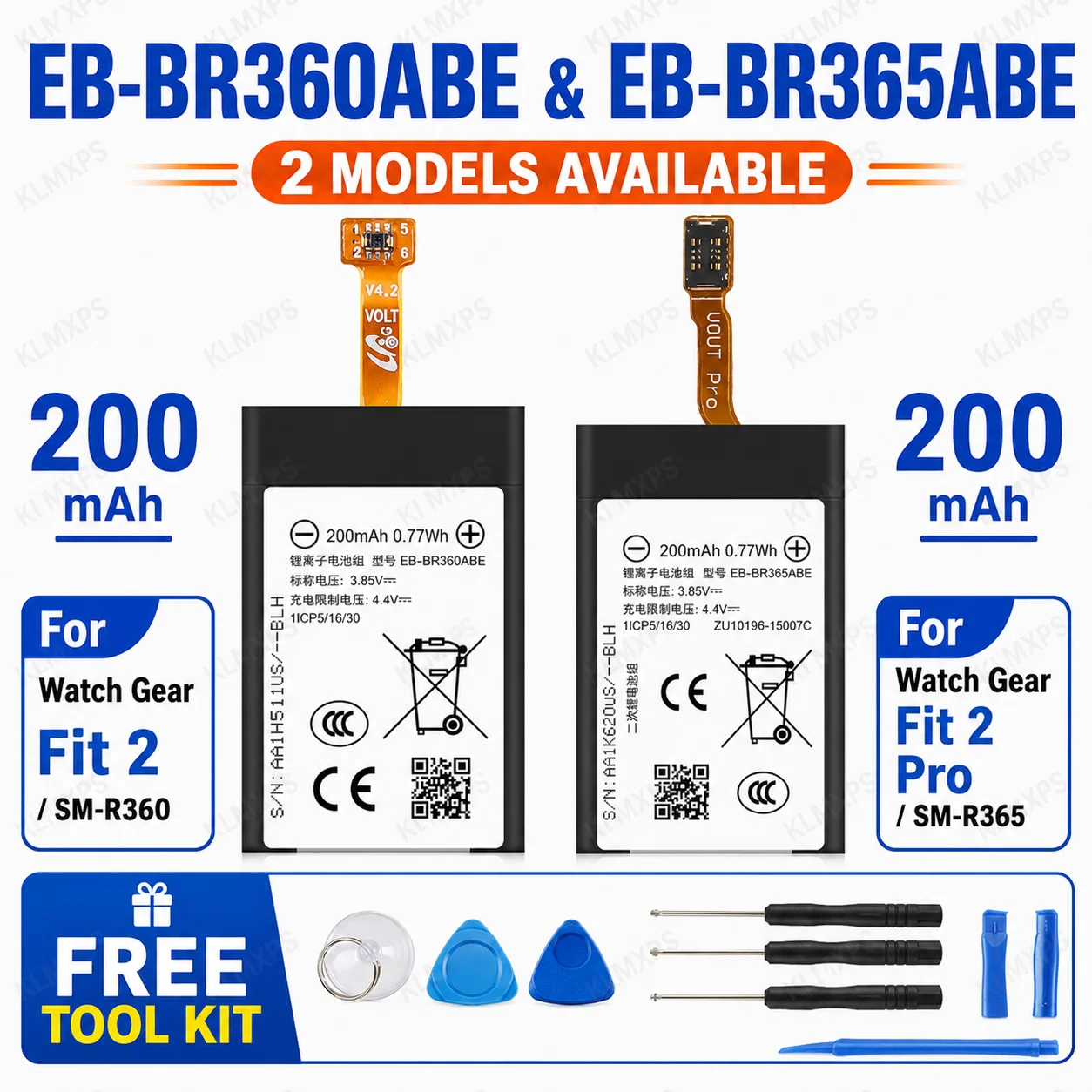 Сменная батарея для умных часов EB-BR365ABE EB-BR360ABE для Samsung Gear Fit2 Fit 2 Pro SM-R360 SM-R365 R360 R365