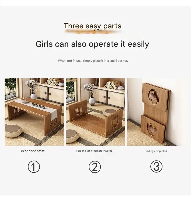 النمط الياباني الخيزران الخالص طاولة القهوة قابلة للطي الخشب الحقيقي حصير منخفضة الجلوس الكلمة حصيرة طاولة شاي صغيرة نافذة مقعد الجدول