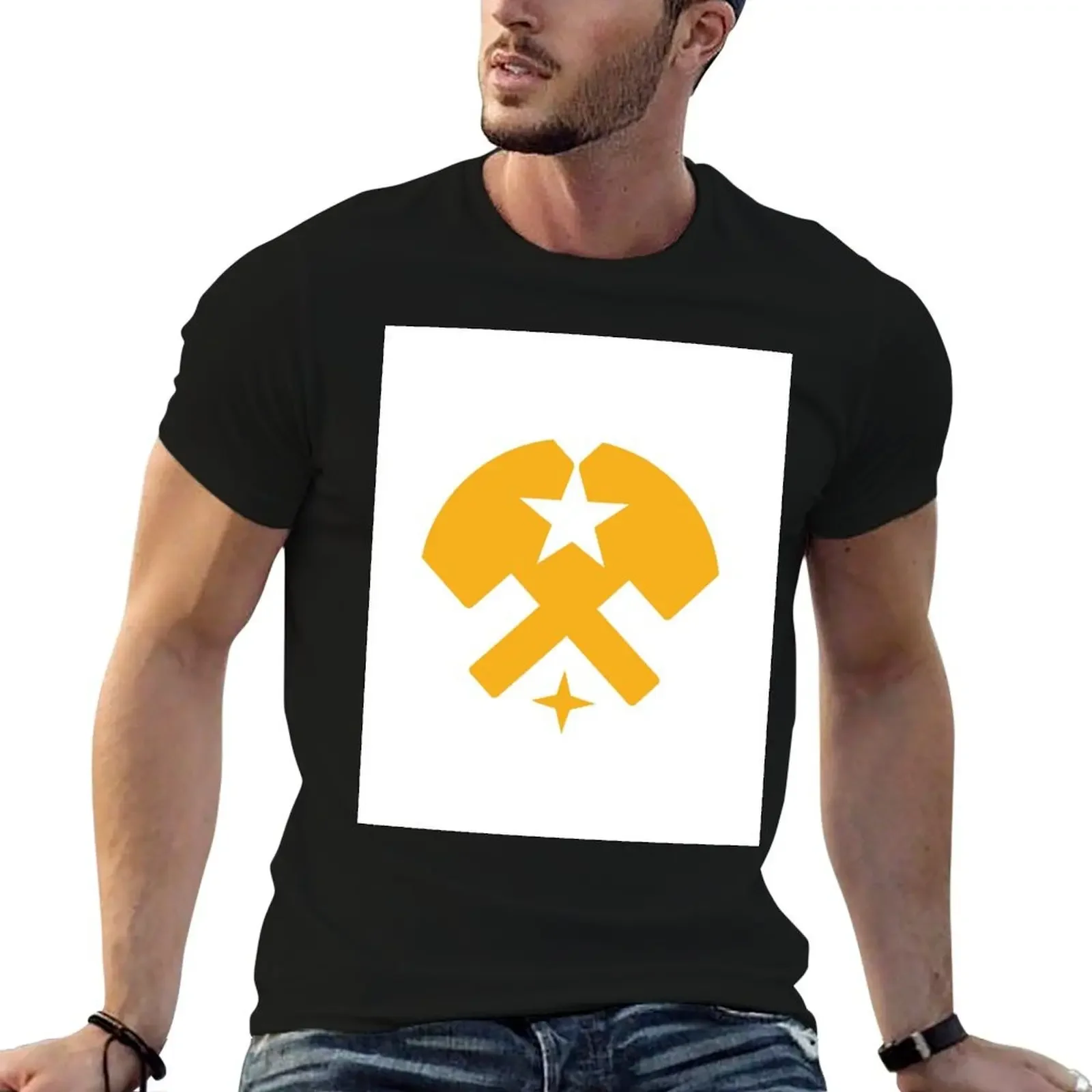 Stars and Hammers - Yellow T-Shirt designer shirts plus sizes plain t shirts men