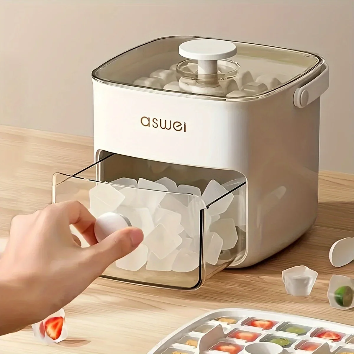 

Double Layer 48 Ice Cube Maker Extra Large Food Grade Tray Easy Glide for Refrigerator Whiskey Cocktail Ice Cubes