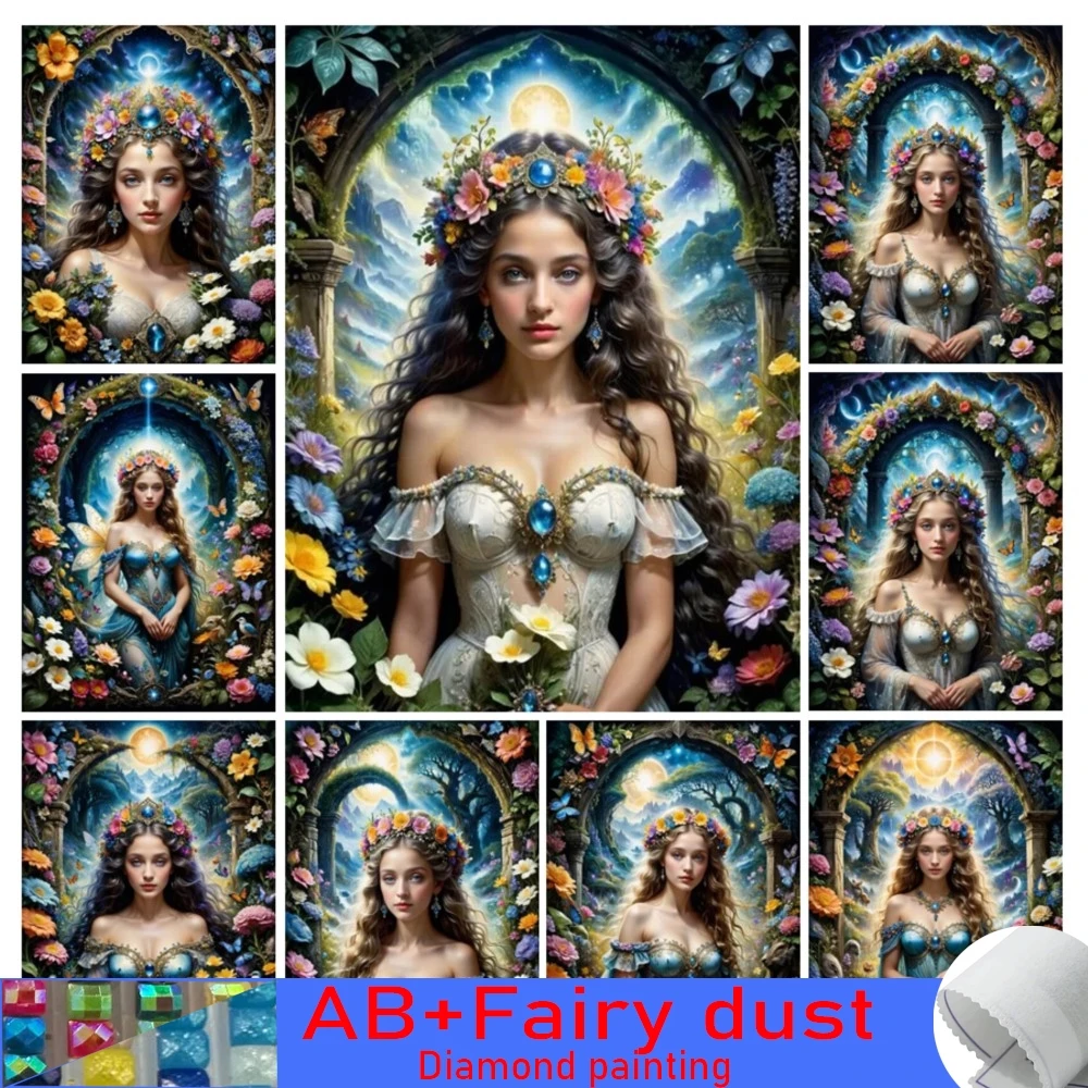 120 colors AB Fairy Dust Diamond Painting Collection Sexy Woman 5D Diy Full Mosaic Rhinestone Embroidery Fantasy Girl Wall Decor