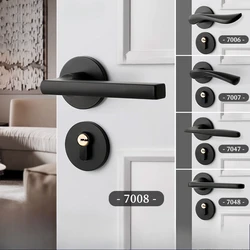 Household Indoor Door Lock, Bedroom Black Solid Wood Door Handle Lock, Bathroom Silent Split Lock