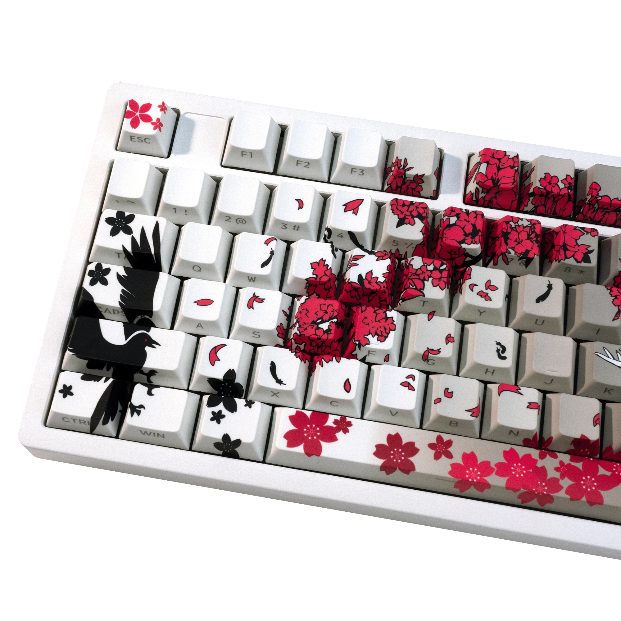 Xvx brilho através de teclas sakura raven anime japonês keycaps pbt doubleshot keycaps cereja perfil impressão lateral gradiente keycaps