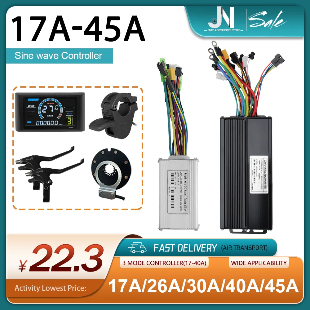 

Трехрежимный синусоидальный контроллер Ebike 36 В/48 В/52 В 17-45 А с функцией освещения и цветным ЖК-дисплеем для комплекта двигателя 250 Вт-2000 Вт