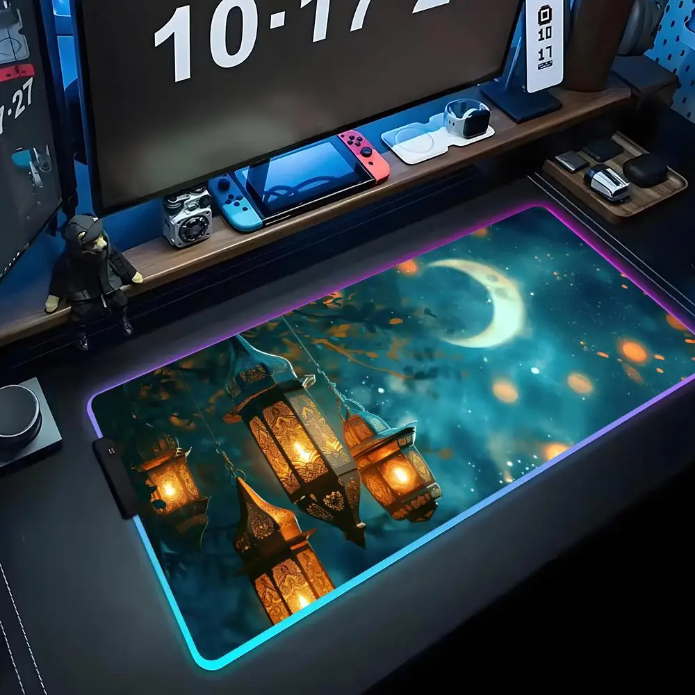 

Коврик для мыши с RGB-подсветкой, большой игровой коврик для мыши с LED-подсветкой, светящийся коврик для ПК, большой коврик для клавиатуры, настольный коврик с подсветкой