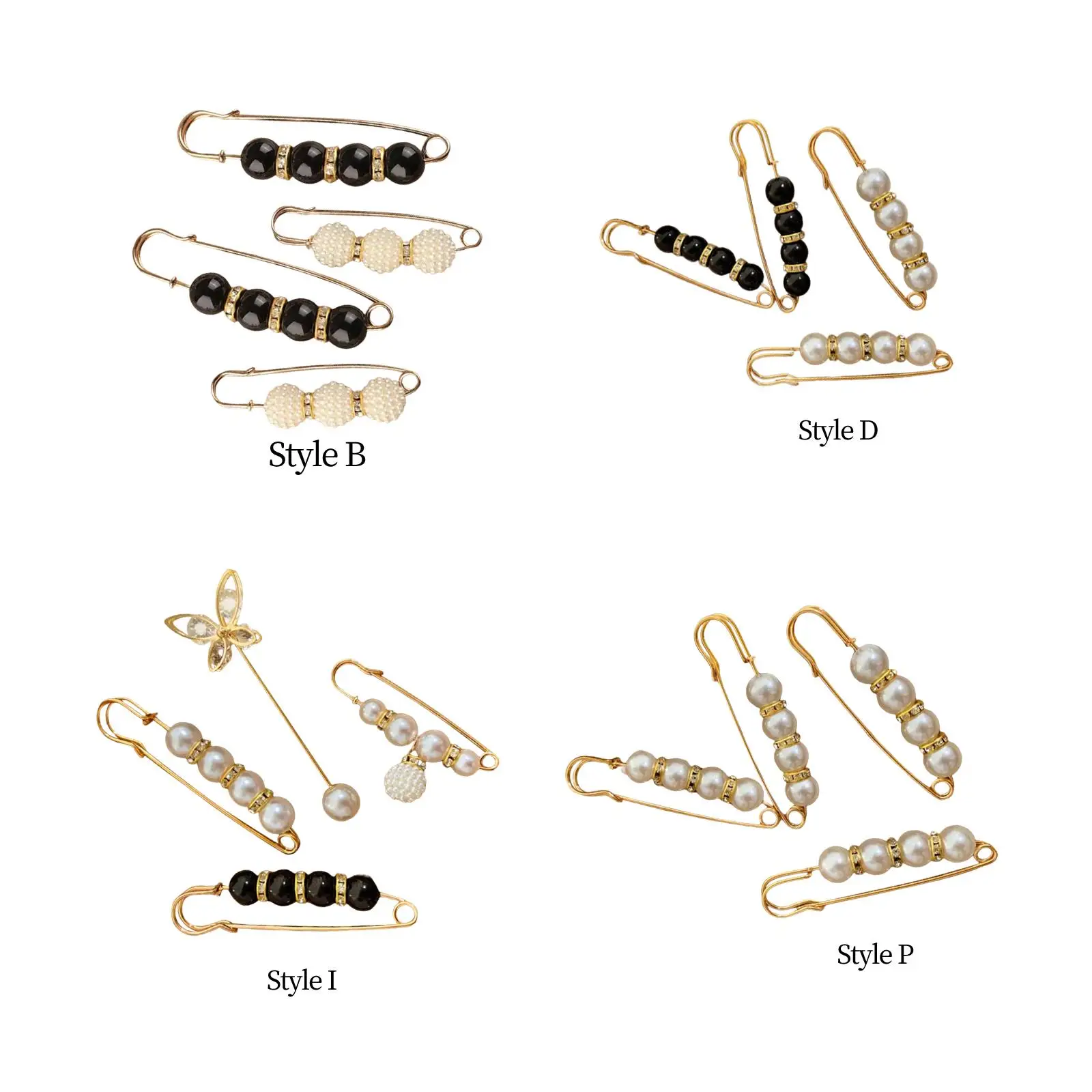 2-6pack 4Pcs Women Pearl Brooch Adjust Waist Pins for Sweater