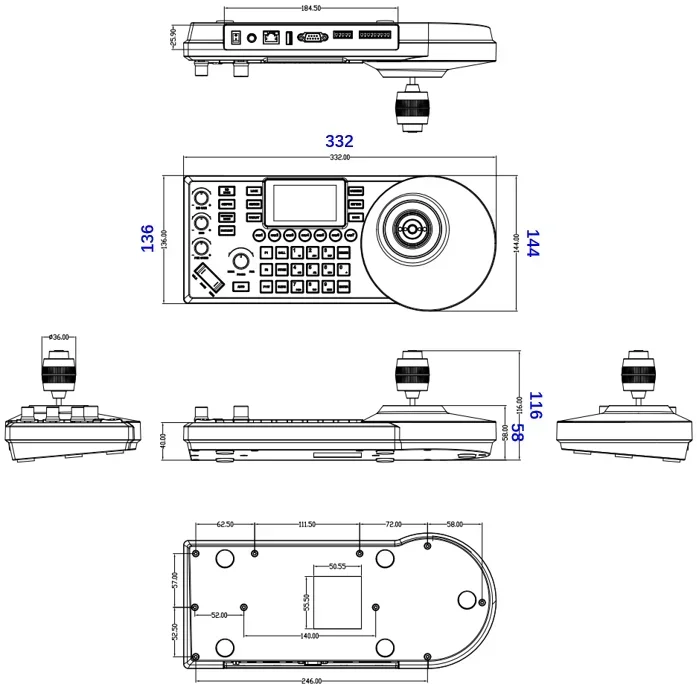 2026 4.  RS232 RS485 POE IP SDI camera NDI camera PTZ Remote Joystick Camera Keyboard Controller For Conference sys