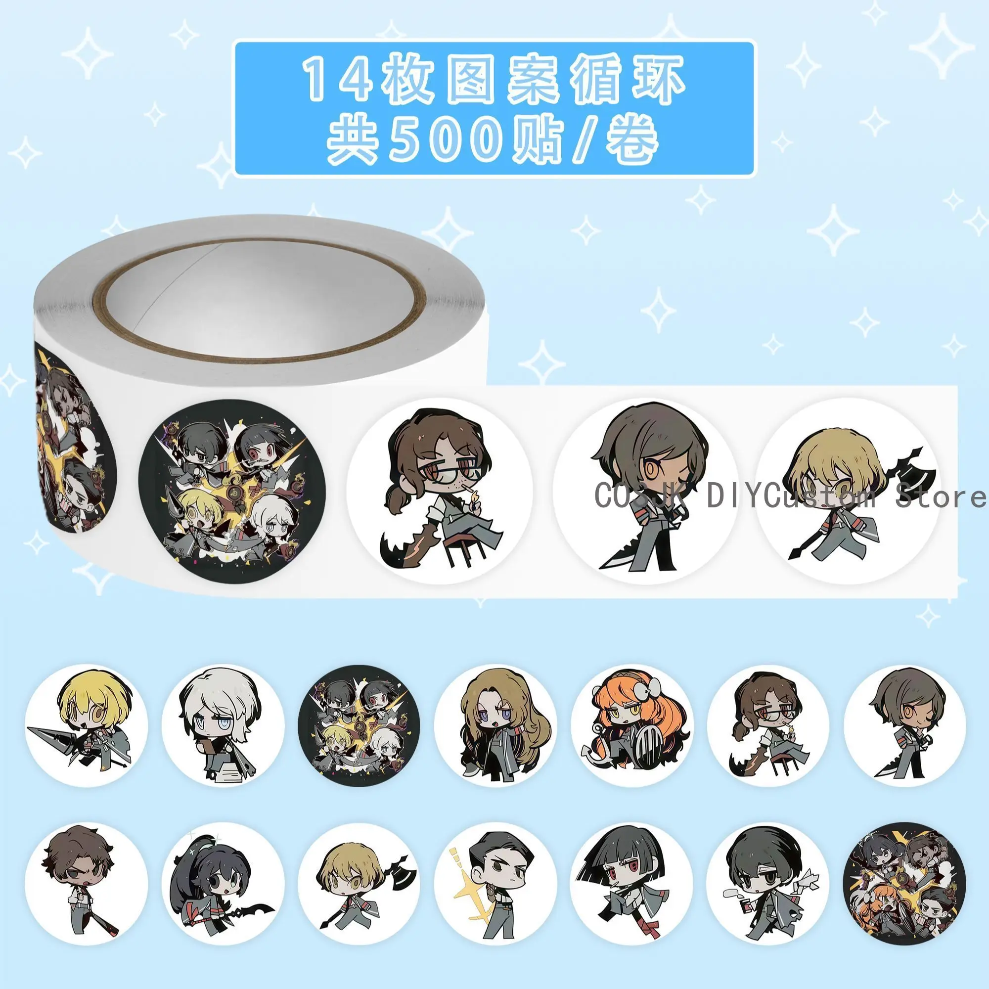 500Pc/Roll Anime Limbus Company Yi Sang Q Version Stickers DIY Laptop Envelope Scrapbook Car Motorcycle Decal Student Gift view 5