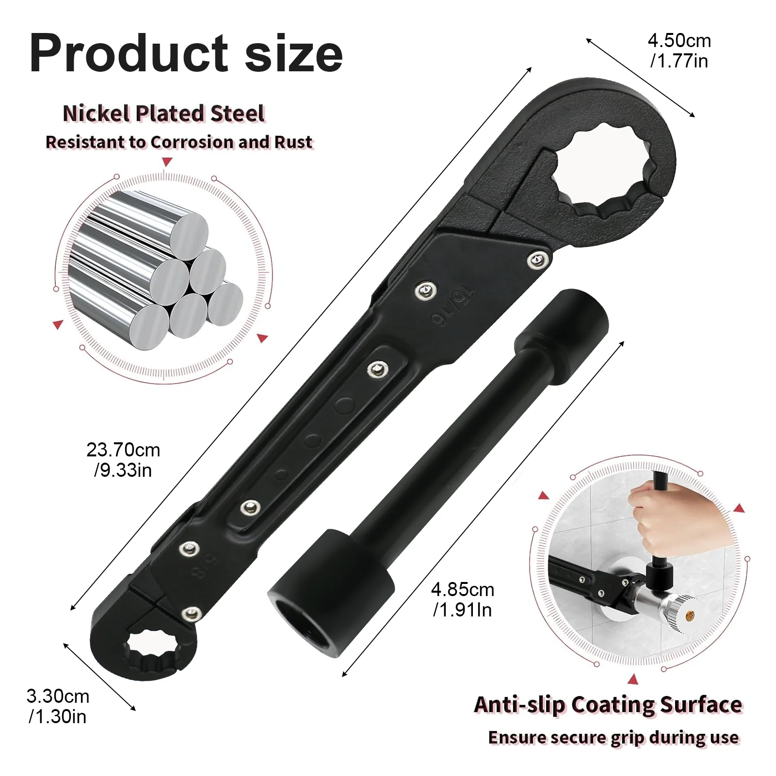 3pcs Multifunctional Plumbing Tools Angle Stop Wrench Kit Removing Compression Rings Tool For Washbasin Sink