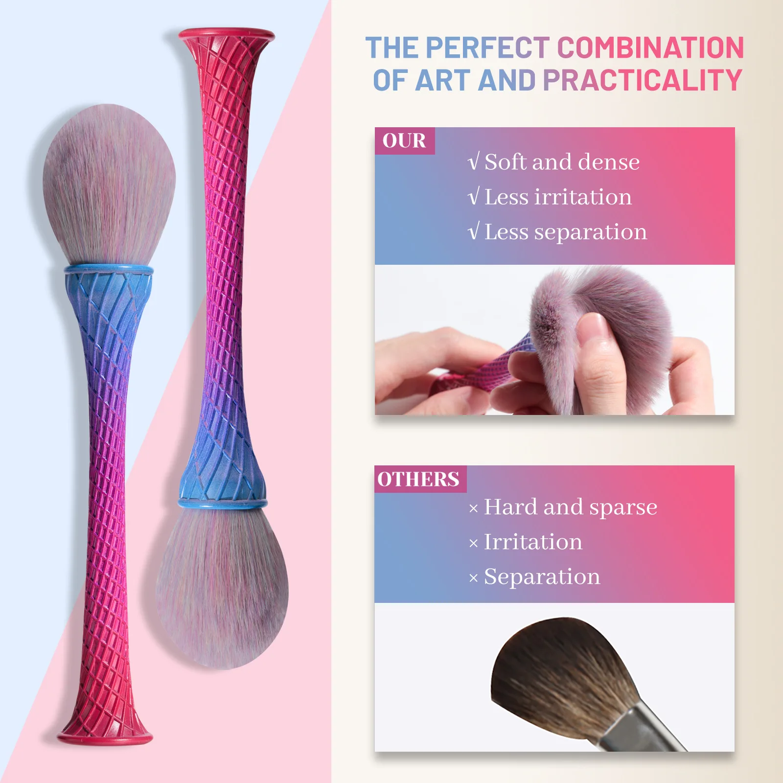 Pennello per fard da 1 pezzo Pennello per trucco, Pennello per trucco sfumato in seta monocolore Pennelli per trucco contorno viso Morbido nylon soffice