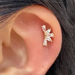 1PC 20G Women's Fashion Stainless Steel Crystal CZ Ear Studs Cartilage Helix Lobe Earring 2024 Trendy Piercing Jewelry for Teens
