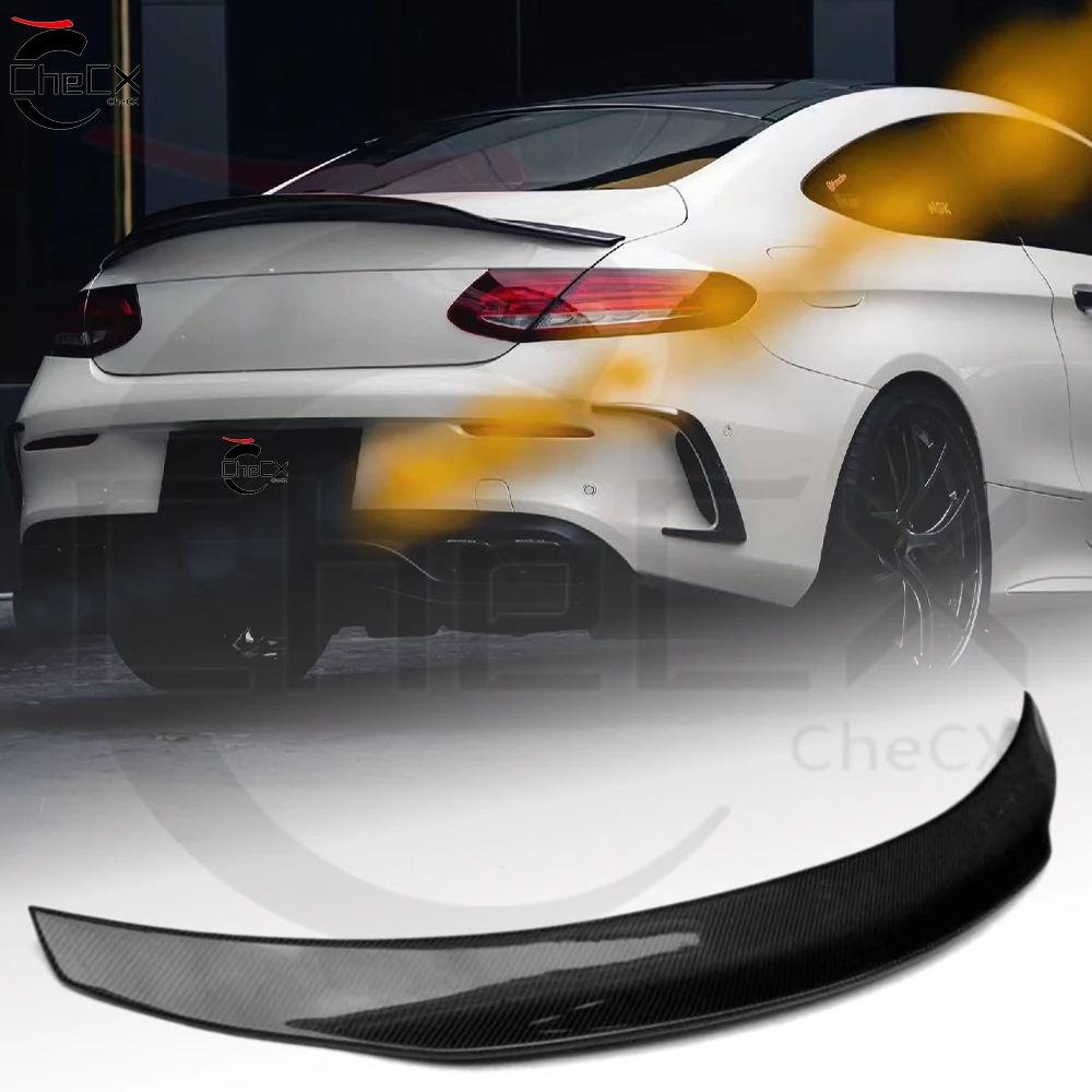 PSM Style Rear Spoiler for 2015-2020 Mercedes Benz W205 Coupe C63 AMG C200-C350 2 Door High-Quality Fiberglass Material