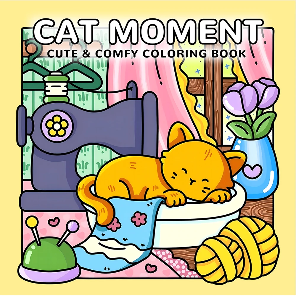 CAT MOMENT Cute & Comfy Coloring Book for Adults Featuring Adorable Creepy Creatures for Relaxation DIY Painting Drawing Books