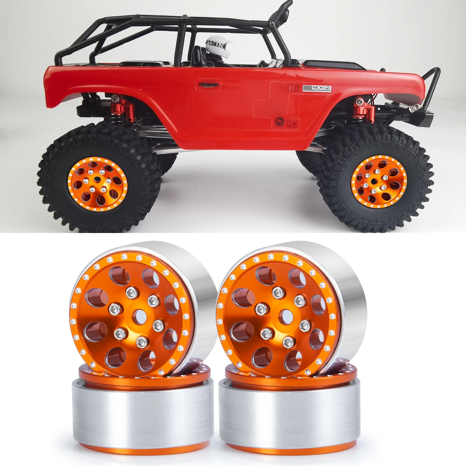 YEAHRUN 4 unidades de alumínio 1.0 "Beadlock jantes cubos pneus para TRX4M Axial SCX24 AX24 FMS FCX24 1/18 1/24 RC Micro Crawler Car