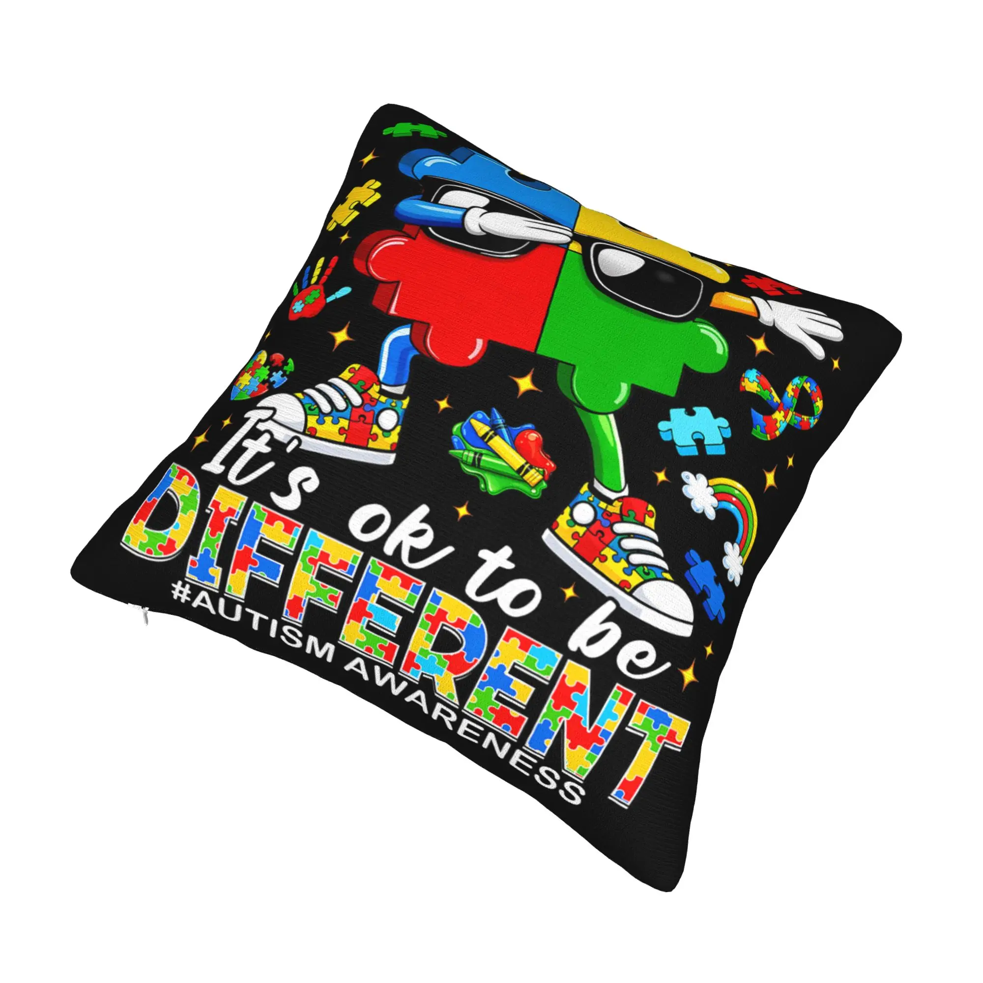 Decorative Pillow Covers Dabbing Puzzle Autism Awareness Merchandise Home  Pillow Case Cover Square Multiple Sizes