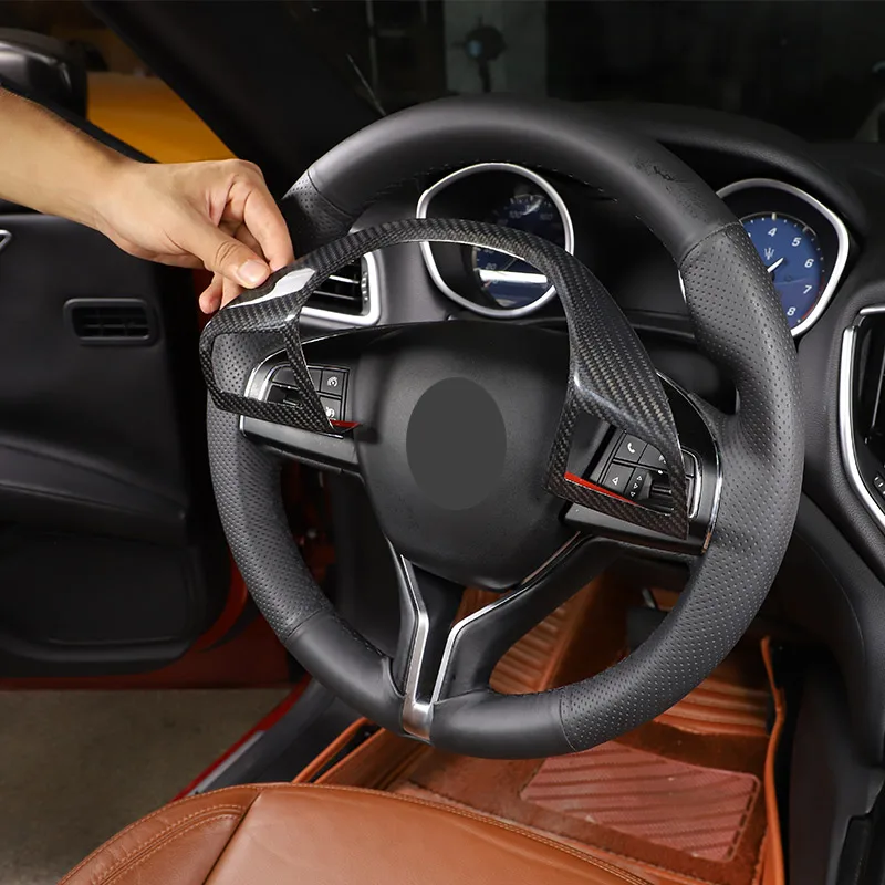 

Рамка рулевого колеса автомобиля из настоящего углеродного волокна, декоративные аксессуары для Maserati Levante 2016-2021 для Ghibli Quattroporte 14-21