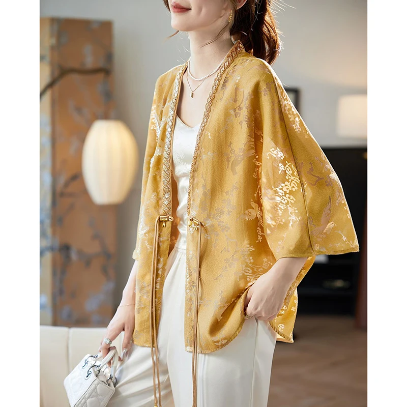 

Женская одежда, новинка лета 2025 года, свободные топы, офисные женские блузки, элегантные рубашки на шнуровке с вырезами и бисером, расшитые блестками, рукавами «летучая мышь»