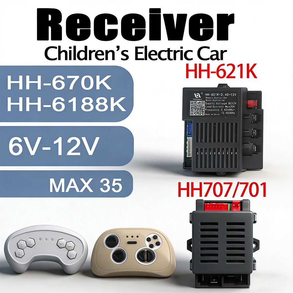 

12V HH621K Kids Electric Car Receiver and Remote Control,12V HH707 2.4G Bluetooth Kid's Ride On Controller HH670K/HH6188K/