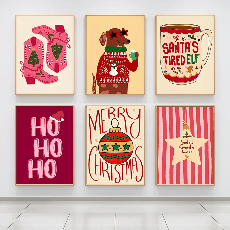 Funny Christmas Countdown Sign Poster Minimalism Modern Festive Wall Art Decor Cute Quotes Cozy Xmas Vibes For Kids Room Home