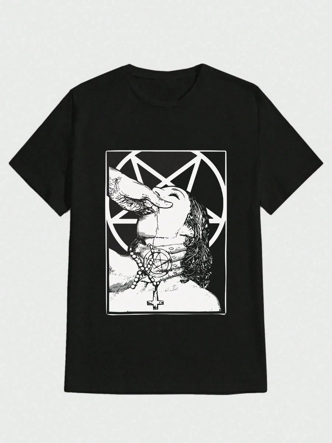 Choke Me Satan Print Casual Digital Print Pure Heavy Cotton T Shirt T-shirt Suitable for Men Casual Short-sleeved Round-neck Tee