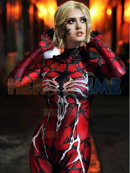 

Halloween Carnage queen Mary Jane Venom Carnage Cosplay Costume 3D Print Spandex Woman Halloween Costume Hoodie Zentai Suit
