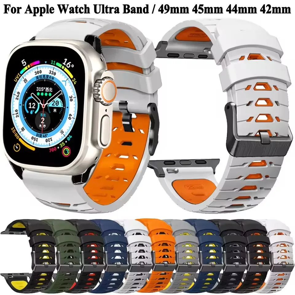 Silikonarmband für Apple Watch 46mm 44mm 45 40 41 42 38mm Sport-Armband iWatch Series 11 10 8 7 6 5 4 3 2 1 SE Ultra 2 49mm