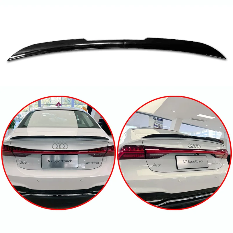 For Audi A7 S7 RS7 2019-2024 Sportback 4KA Spoiler By Gloss Black Carbon Fiber High Quality ABS Rear Spoiler Trunk Wing