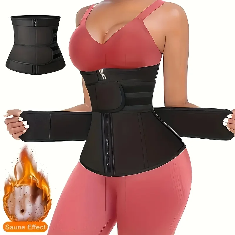 Women's Black Waist Fitness Trainer Abdominal Belt, Sports and Fitness Body Shaping Device with Adjustable Shoulder Straps