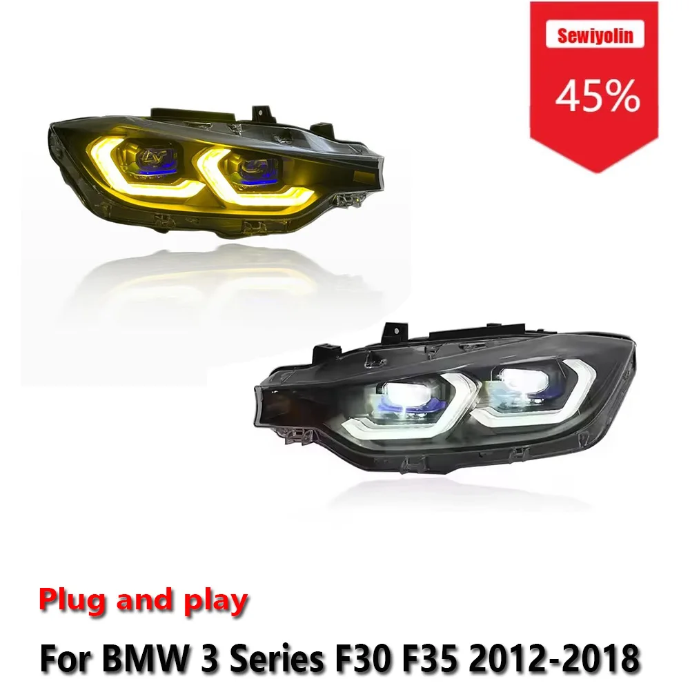 

Sewiyolin Car LED Headlight Assemblies For BMW 3 Series F30 F35 2012-2018 Dual-color DRL Brake Turn Signal Lamp Plug and Play