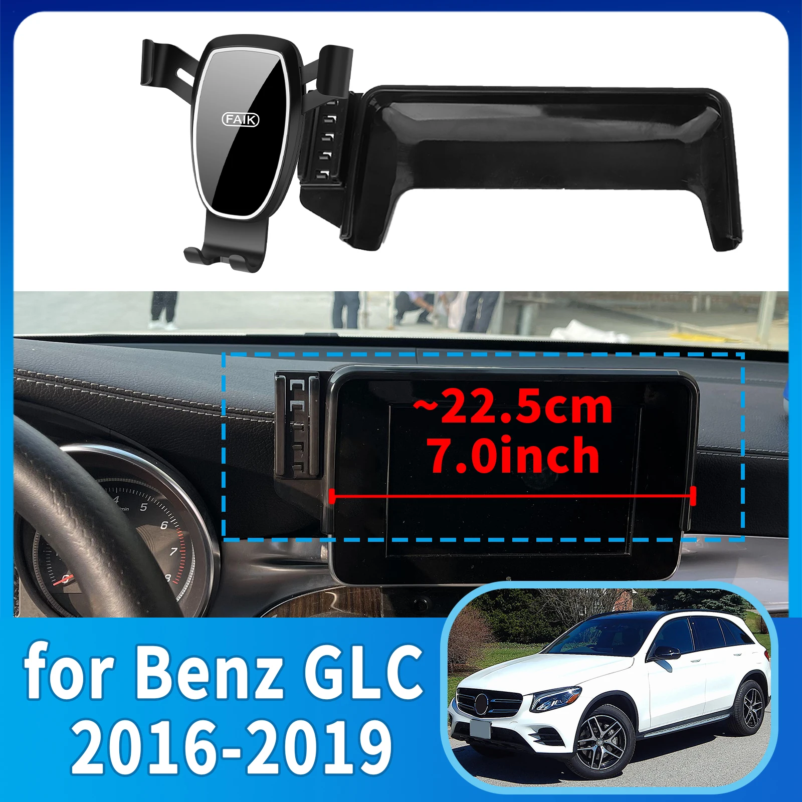 

fit for Mercedes-Benz GLC 2016 2017-2019 (7.0in) X253 C253 ​​Anti-Shake Screen Base Phone Holder Mount Stand ​​ Dedicated Car