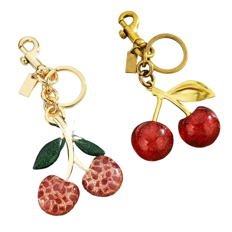 

2Pcs Cherrys Keyring Pendant Fruit Shapes Phone Chain Detachable Phone Lanyard