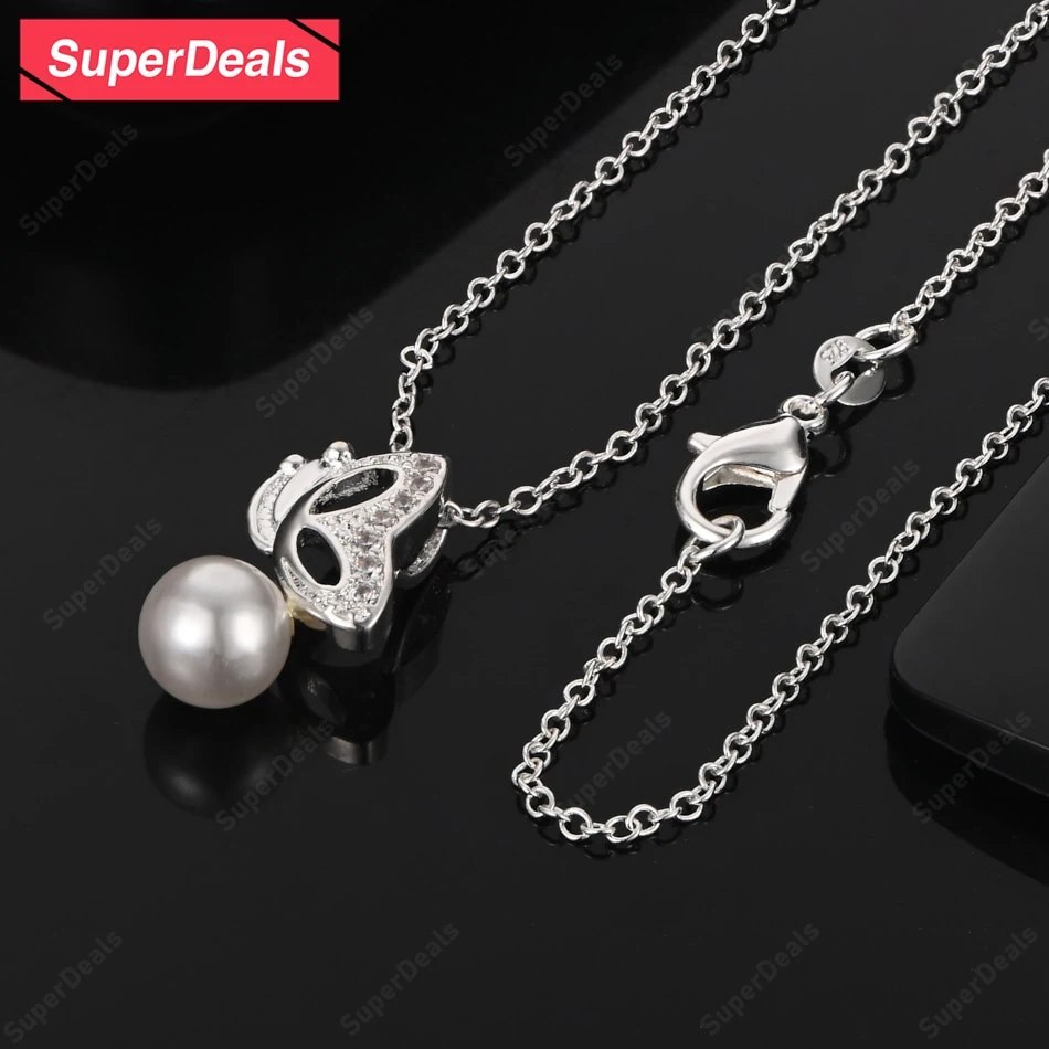 

SuperDeals 925 Sterling Silver Butterfly Bead Pendant Necklace Wedding Party Gift For Men Women Fine Beautiful Zircon Jewelry