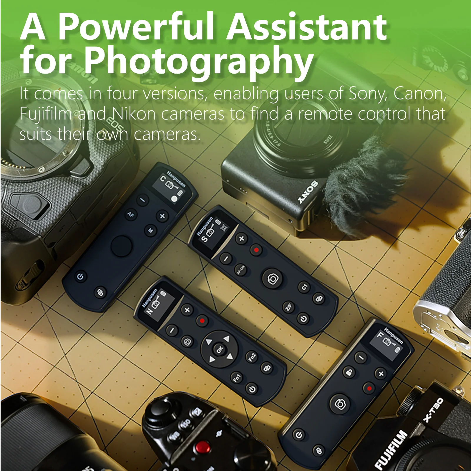 Hanpusen USB-C Drahtlose Bluetooth-Fernbedienung Auslöser mit OLED-Bildschirm für Sony / Canon / Nikon / Fujifilm-Kameras