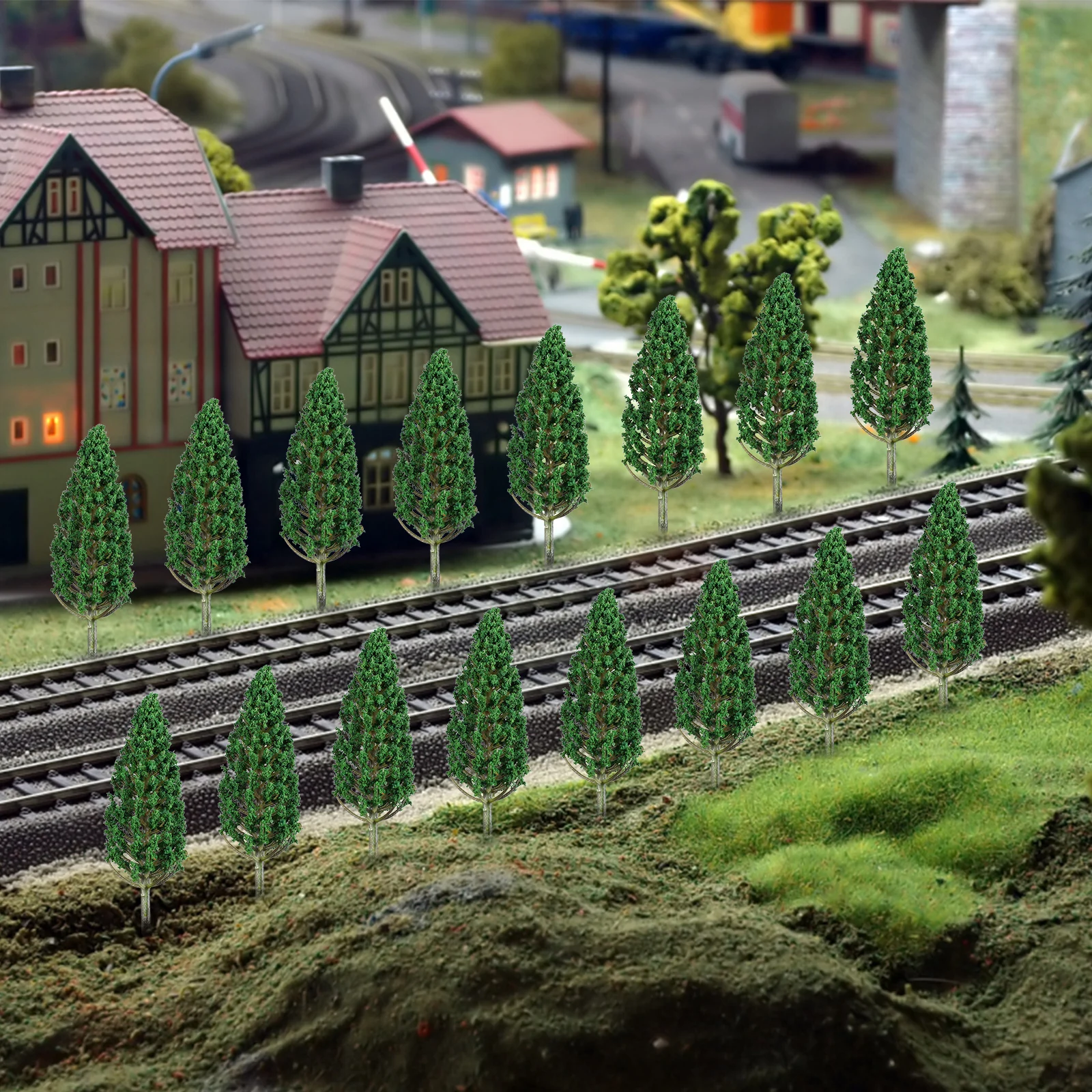 

24 Pcs Plastic Model Trees Mini Landscape Fake Train Trees Sand Table Railway Scenery Craft Ornaments Backscenes Decor
