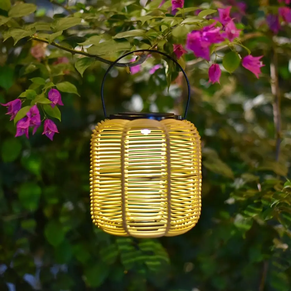 

Landscape Solar Imitation Rattan Lantern Waterproof Hollowed Rattan Yard Lantern Atmosphere Hanging Weave Wind Lamp Outdoor