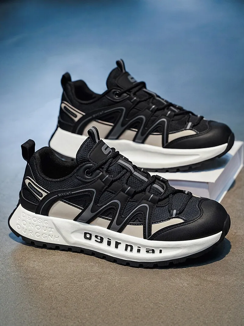Men's Casual Running Shoes Fashionable All-Match Thick Bottom Anti-Slip Sports Shoes Breathable Mesh Upgraded Version 2026 Fa...