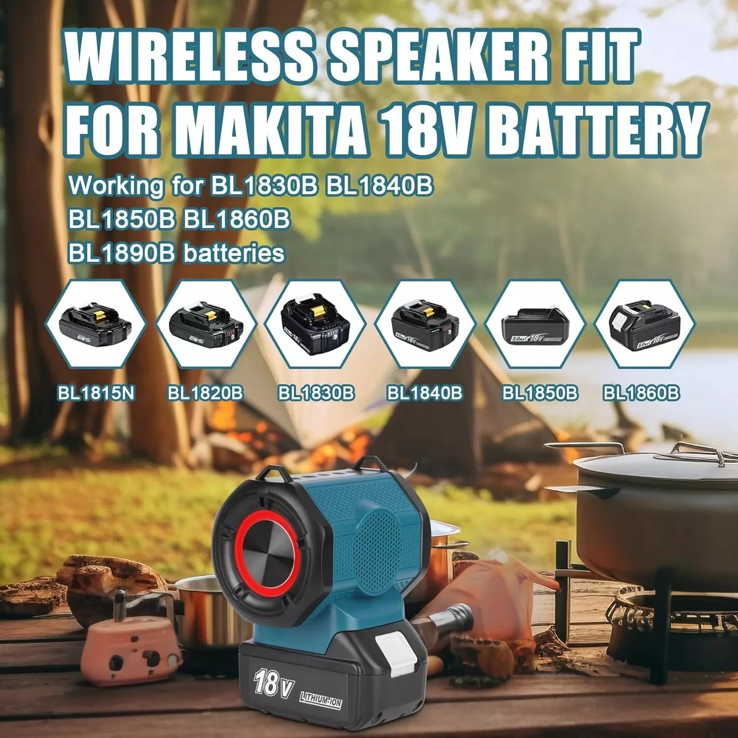 NEW Bluetooth Speaker Enhanced Bass Portable Speaker For Makita Dewalt Milwaukee Bosch 18V Lithium Battery for Karaoke Party